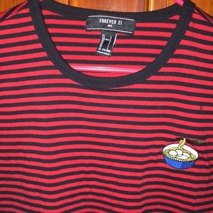 Red and black stripe with noodle sewn in